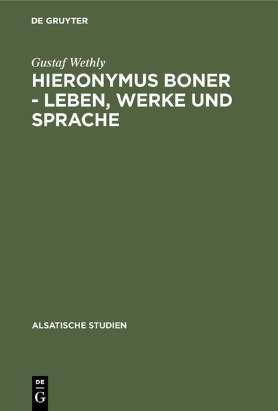 Produktbild: Hieronymus Boner - Leben, Werke und Sprache