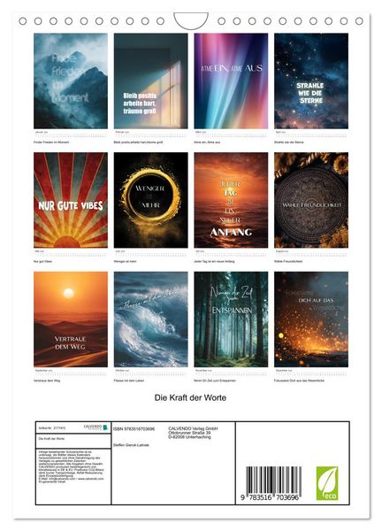 Produktbild: Die Kraft der Worte (Wandkalender 2026 DIN A4 hoch), CALVENDO Monatskalender
