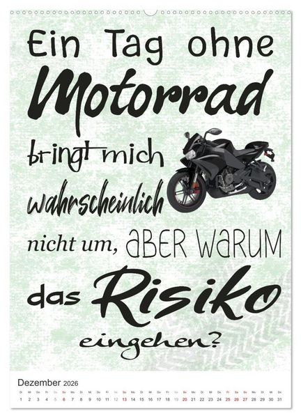 Produktbild: Coole Biker-Spr&uuml;che (hochwertiger Premium Wandkalender 2026 DIN A2 hoch), Kunstdruck in Hochglanz