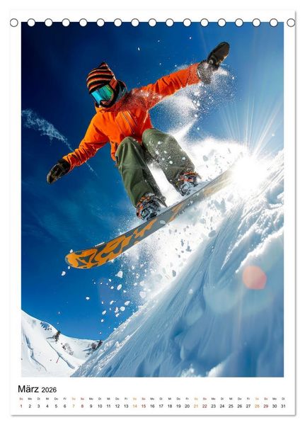 Produktbild: Snowboarden - coole Tage (Tischkalender 2026 DIN A5 hoch), CALVENDO Monatskalender