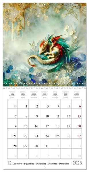 Produktbild: De jolis b&eacute;b&eacute;s dragons (Calendrier mural carr&eacute; 2026 30x30 cm) Calendrier double avec une page pour vos prises de notes