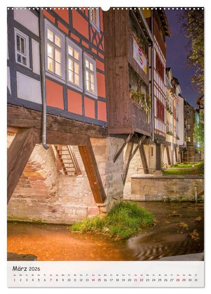 Produktbild: Erfurt - Zwischen Dom und Kr&auml;merbr&uuml;cke (hochwertiger Premium Wandkalender 2026 DIN A2 hoch), Kunstdruck in Hochglanz