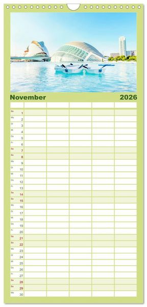 Produktbild: Familienplaner 2026 - Valencia - Eine Stadt voller Kontraste. mit 5 Spalten (Wandkalender, 21 x 45 cm) CALVENDO