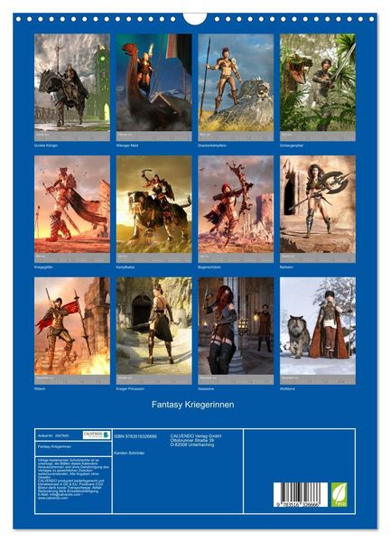 Produktbild: Fantasy Kriegerinnen (Wandkalender 2026 DIN A3 hoch), CALVENDO Monatskalender