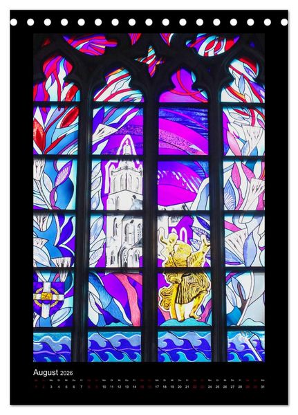 Produktbild: Kirchenfenster - Sakrale Glaskunst (Tischkalender 2026 DIN A5 hoch), CALVENDO Monatskalender