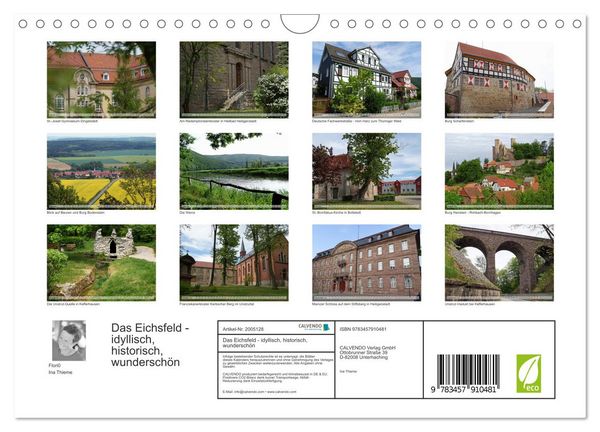 Produktbild: Das Eichsfeld - idyllisch, historisch, wundersch&ouml;n (Wandkalender 2026 DIN A4 quer), CALVENDO Monatskalender
