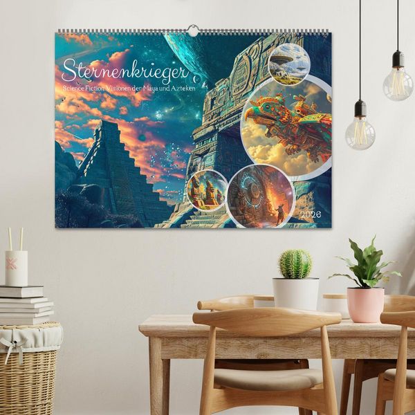Produktbild: Sternenkrieger - Science Fiction Visionen der Maya und Azteken (Wandkalender 2026 DIN A2 quer), CALVENDO Monatskalender