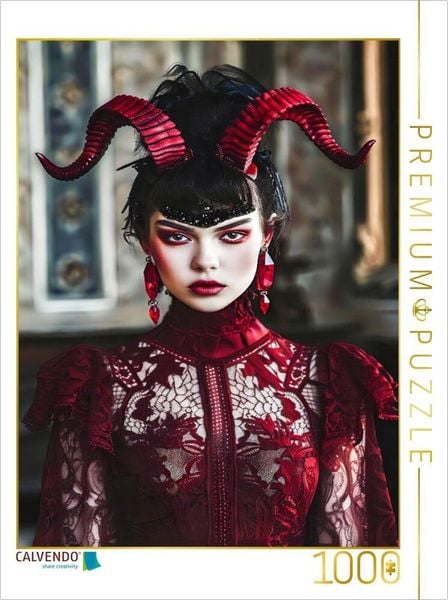 CALVENDO Puzzle Teufelin im Samtkleid. Gothikszene | 1000 Teile Lege-Größe 64x48cm Foto-Puzzle für glückliche Stunden