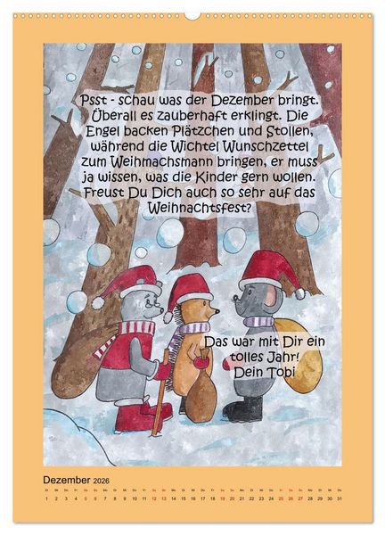 Produktbild: Tobi und das Jahr (Wandkalender 2026 DIN A2 hoch), CALVENDO Monatskalender