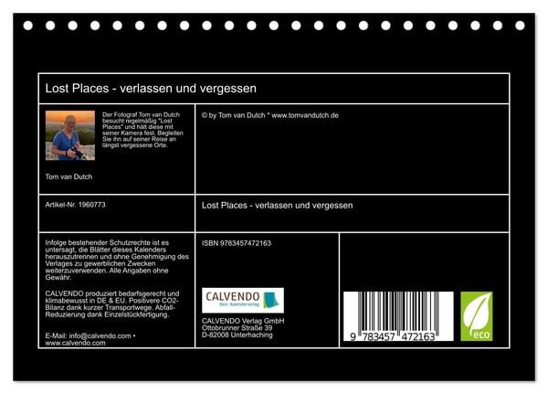 Produktbild: Lost Places - verlassen und vergessen (Tischkalender 2026 DIN A5 quer), CALVENDO Monatskalender