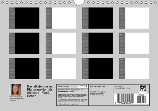 Produktbild: Bastelkalender mit Planerfunktion / F&uuml;r Schwarz - Wei&szlig; - Seher (Wandkalender immerw&auml;hrend DIN A4 quer)