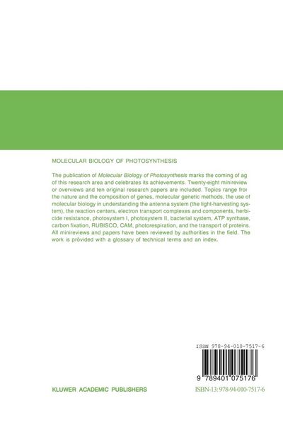 Produktbild: Molecular Biology of Photosynthesis