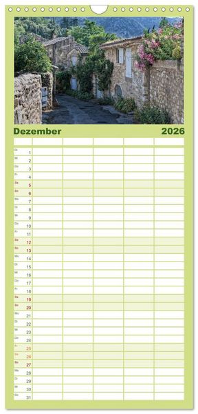 Produktbild: Familienplaner 2026 - Provence romantique mit 5 Spalten (Wandkalender, 21 x 45 cm) CALVENDO