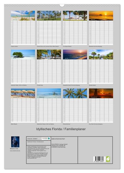 Produktbild: Idyllisches Florida / Familienplaner (Wandkalender 2026 DIN A2 hoch), CALVENDO Monatskalender