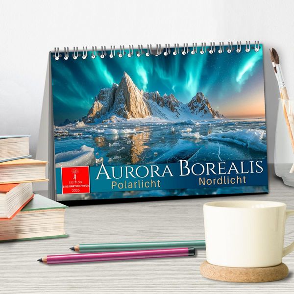 Produktbild: Aurora Borealis - Polarlicht Nordlicht (Tischkalender 2026 DIN A5 quer), CALVENDO Monatskalender