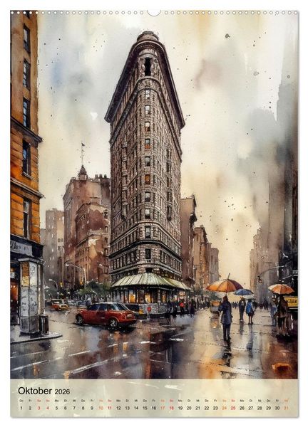 Produktbild: New York - ein Regentag (hochwertiger Premium Wandkalender 2026 DIN A2 hoch), Kunstdruck in Hochglanz