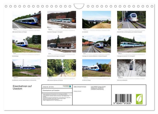 Produktbild: Eisenbahnen auf Usedom (Wandkalender 2026 DIN A4 quer), CALVENDO Monatskalender