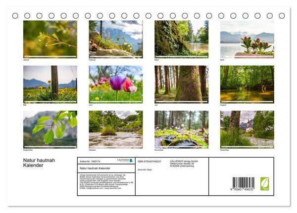 Produktbild: Natur hautnah Kalender (Tischkalender 2026 DIN A5 quer), CALVENDO Monatskalender
