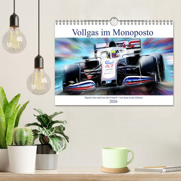Produktbild: Vollgas im Monoposto - Digital Arts rund um die Formel 1 von Jean-Louis Glineur (Wandkalender 2026 DIN A4 quer), CALVENDO Monatskalender