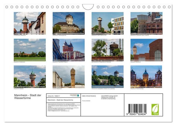 Produktbild: Mannheim - Stadt der Wassert&uuml;rme (Wandkalender 2026 DIN A4 quer), CALVENDO Monatskalender