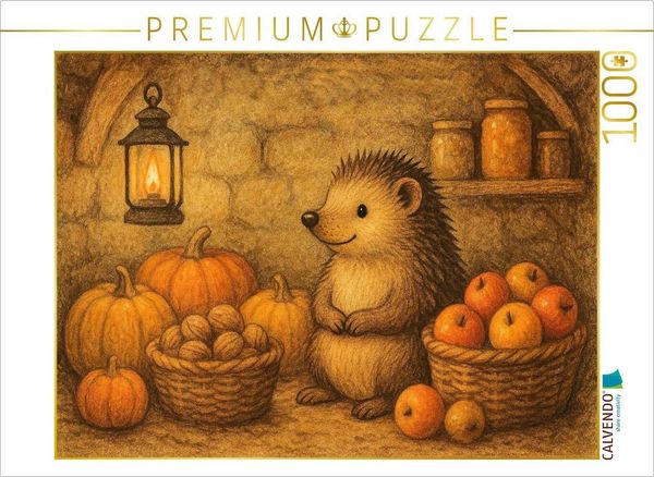 Produktbild: CALVENDO Puzzle Vorratsgl&uuml;ck - Der Igel und sein Keller | 1000 Teile Lege-Gr&ouml;&szlig;e 64x48cm Foto-Puzzle f&uuml;r gl&uuml;ckliche Stunden