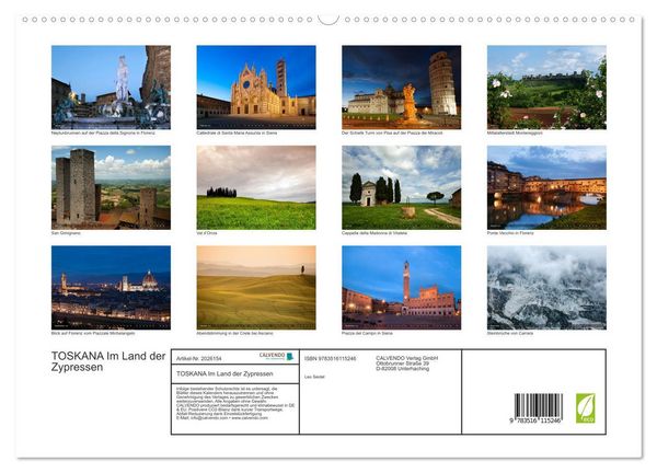 Produktbild: TOSKANA Im Land der Zypressen (hochwertiger Premium Wandkalender 2026 DIN A2 quer), Kunstdruck in Hochglanz