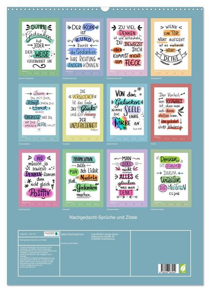 Produktbild: Nachgedacht-Spr&uuml;che und Zitate (Wandkalender 2026 DIN A2 hoch), CALVENDO Monatskalender