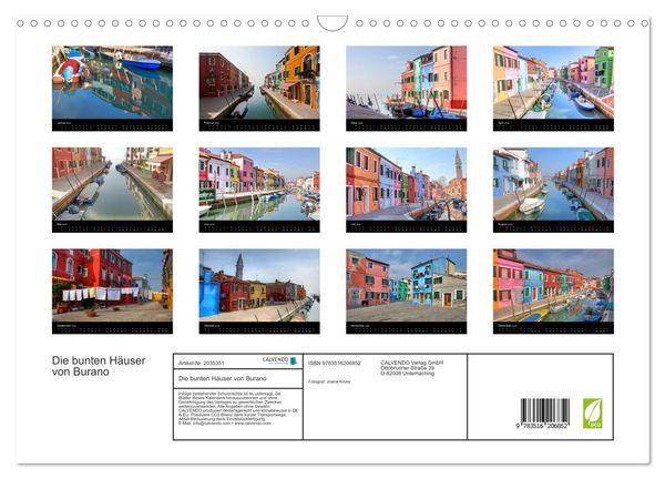 Produktbild: Die bunten H&auml;user von Burano (Wandkalender 2026 DIN A3 quer), CALVENDO Monatskalender