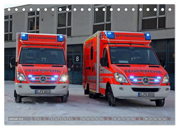 Produktbild: Einsatzfahrzeuge der Feuerwehr Stuttgart (Tischkalender 2026 DIN A5 quer), CALVENDO Monatskalender