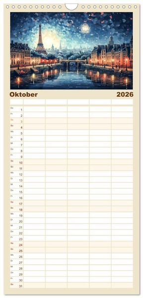 Produktbild: Familienplaner 2026 - Eiffelturm: Kreativ anders mit 5 Spalten (Wandkalender, 21 x 45 cm) CALVENDO