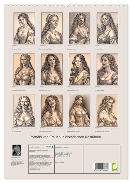 Produktbild: Portr&auml;ts von Frauen in historischen Kost&uuml;men (hochwertiger Premium Wandkalender 2026 DIN A2 hoch), Kunstdruck in Hochglanz