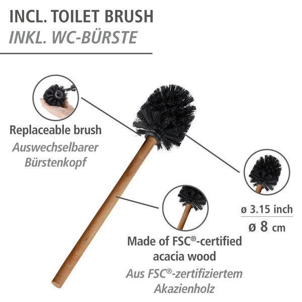Produktbild: Stand WC-Garnitur Mod. Rivalta Acacia, Akazienholz und schwarz lackierter Stahl