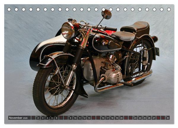 Produktbild: Deutsche Motorrad - Legenden - Rollende Kunstwerke aus alten Zeiten (Tischkalender 2026 DIN A5 quer), CALVENDO Monatskalender