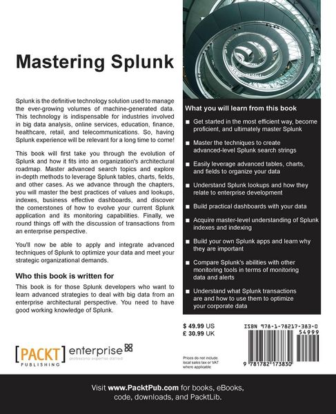 Produktbild: Mastering Splunk