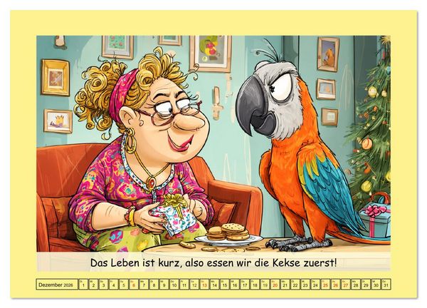 Produktbild: Witzige Cartoons und Spr&uuml;che. Das lustige Leben mit einem Vogel (hochwertiger Premium Wandkalender 2026 DIN A2 quer), Kunstdruck in Hochglanz