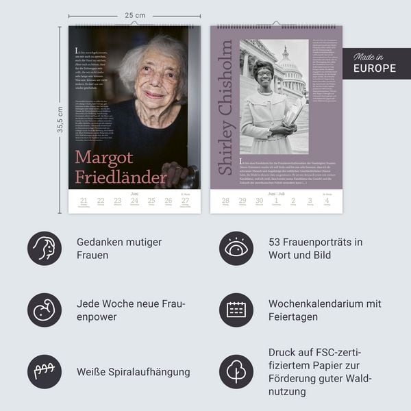 Produktbild: Ich bin Ich Wochen-Kulturkalender 2027 - Gedanken ber&uuml;hmter Frauen