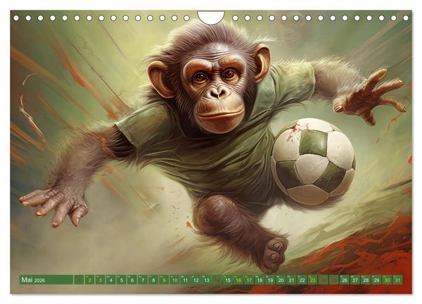 Produktbild: Fu&szlig;ballfieber bei den Babyaffen (Wandkalender 2026 DIN A4 quer), CALVENDO Monatskalender