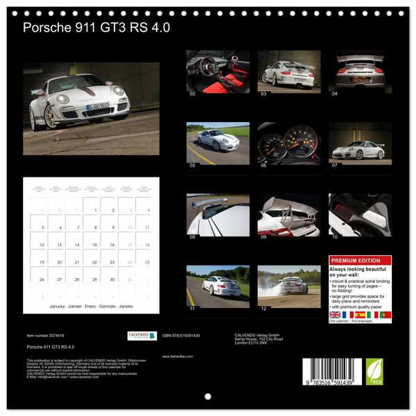 Produktbild: Porsche 911 GT3 RS 4.0 (Wall Calendar 2026 12 &times; 12 Inch) CALVENDO 12 Month Wall Calendar