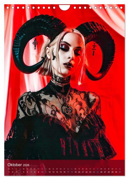 Produktbild: Teuflische Gothics - Gothic, Girls und H&ouml;rner (Wandkalender 2026 DIN A4 hoch), CALVENDO Monatskalender
