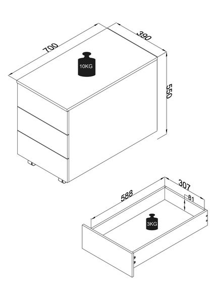 Produktbild: Rollcontainer Beistellcontainer Dalosa 70 cm