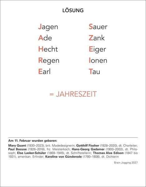 Produktbild: Brain Jogging Tagesabrei&szlig;kalender 2027 - Ged&auml;chtnis, Konzentration, Logik