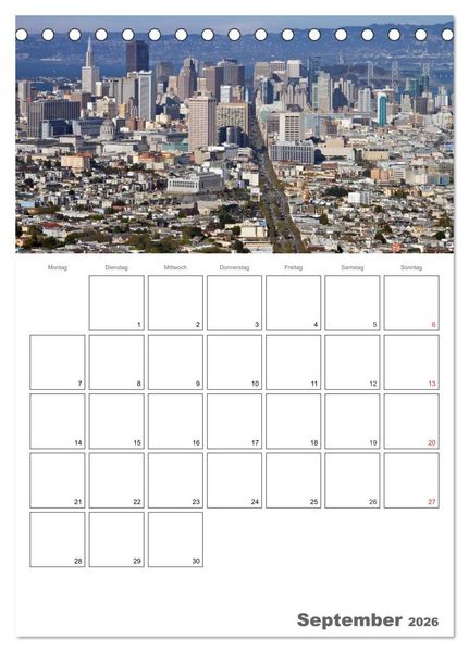 Produktbild: SAN FRANCISCO Terminplaner (Tischkalender 2026 DIN A5 hoch), CALVENDO Monatskalender