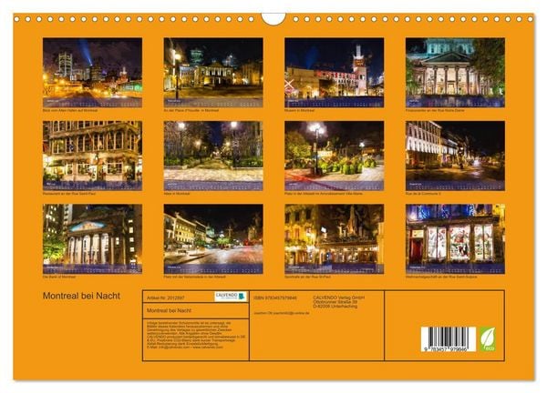 Produktbild: Montreal bei Nacht (Wandkalender 2026 DIN A3 quer), CALVENDO Monatskalender