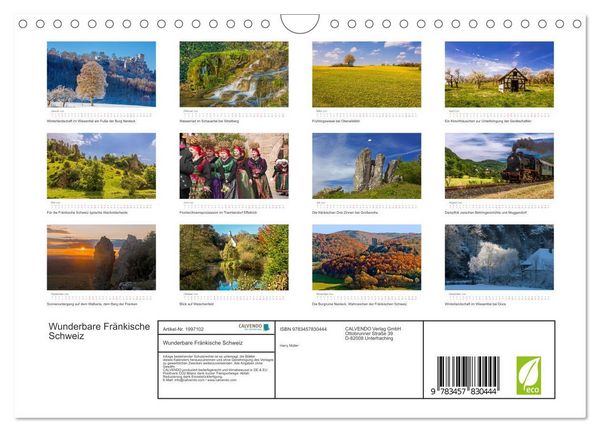 Produktbild: Wunderbare Fr&auml;nkische Schweiz (Wandkalender 2026 DIN A4 quer), CALVENDO Monatskalender
