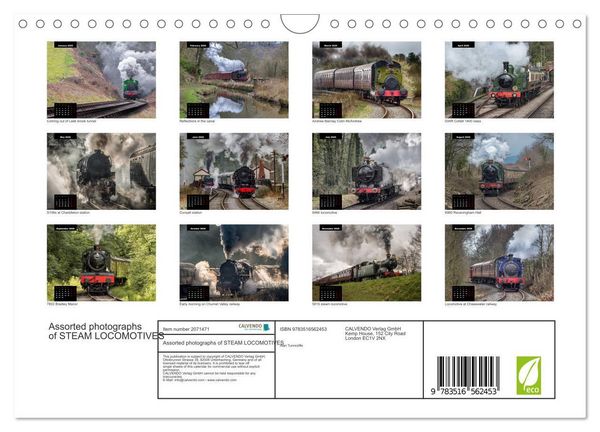 Produktbild: Assorted photographs of STEAM LOCOMOTIVES (Wall Calendar 2026 DIN A4 landscape), CALVENDO 12 Month Wall Calendar