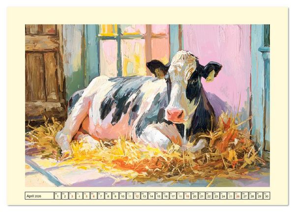 Produktbild: Almseelen im Licht der Berge. Charmante K&uuml;he in kunstvoller &Ouml;loptik (Wandkalender 2026 DIN A3 quer), CALVENDO Monatskalender