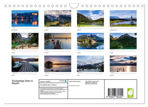Produktbild: Einzigartige Seen in Bayern (Wandkalender 2026 DIN A4 quer), CALVENDO Monatskalender
