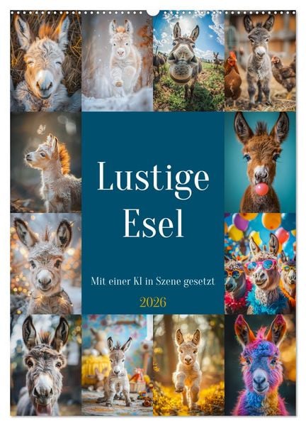 Produktbild: Lustige Esel (Wandkalender 2026 DIN A2 hoch), CALVENDO Monatskalender