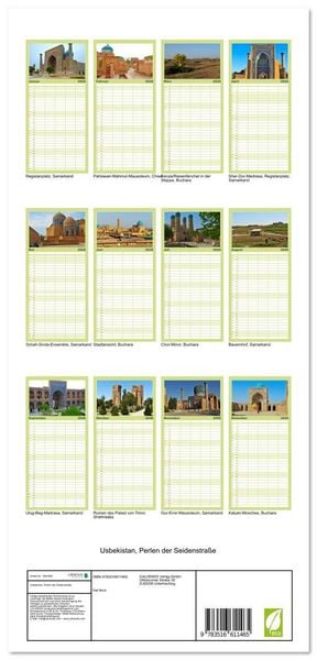 Produktbild: Familienplaner 2026 - Usbekistan, Perlen der Seidenstra&szlig;e mit 5 Spalten (Wandkalender, 21 x 45 cm) CALVENDO