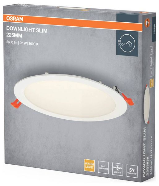 Produktbild: OSRAM HOMELIGHTING 4099854444968 Downlight Slim 225mm 22W 3000K LED-Deckenleuchte 22.00 W Wei&szlig;